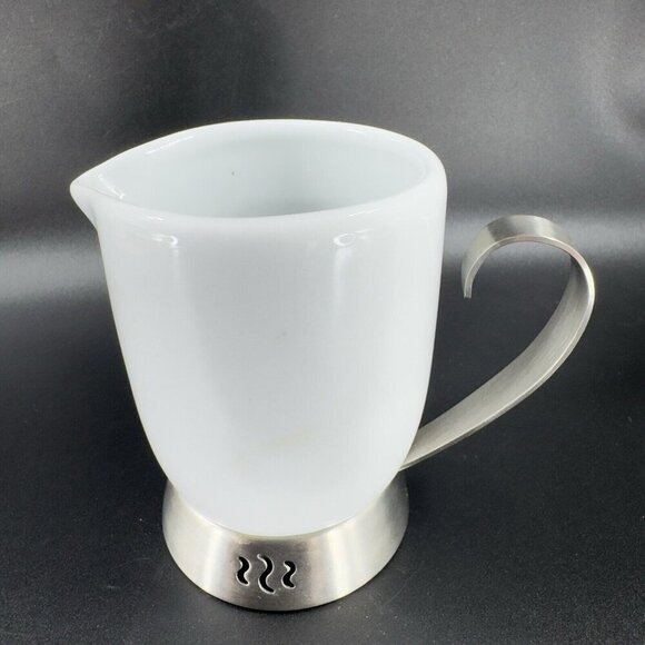 Trudeau Bianca Creamer Milk Jug Pitcher Porcelain and Stainless Steel Handle - Picture 12 of 12